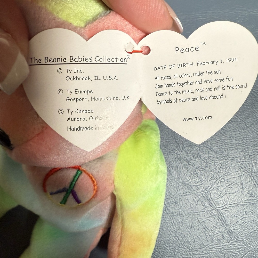 TY Original‎ Beanie Babies Lot Of 4  Peace '96 Flitter '99 One Flitter Is Teenie - Picture 5 of 13